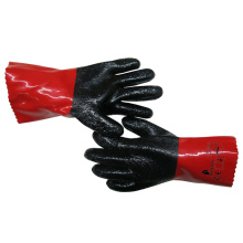 New Glove Black and Red PVC Rough Finished Petro-Chemical Industry Work Glove